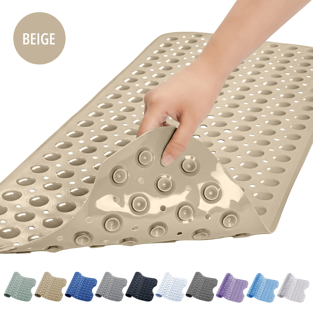 Lux Decor Collection Extra-Large 40x16" Bathtub Mat – Non-Slip Shower Mat with Suction Cups & Drain Hole-  Machine Washable Mat