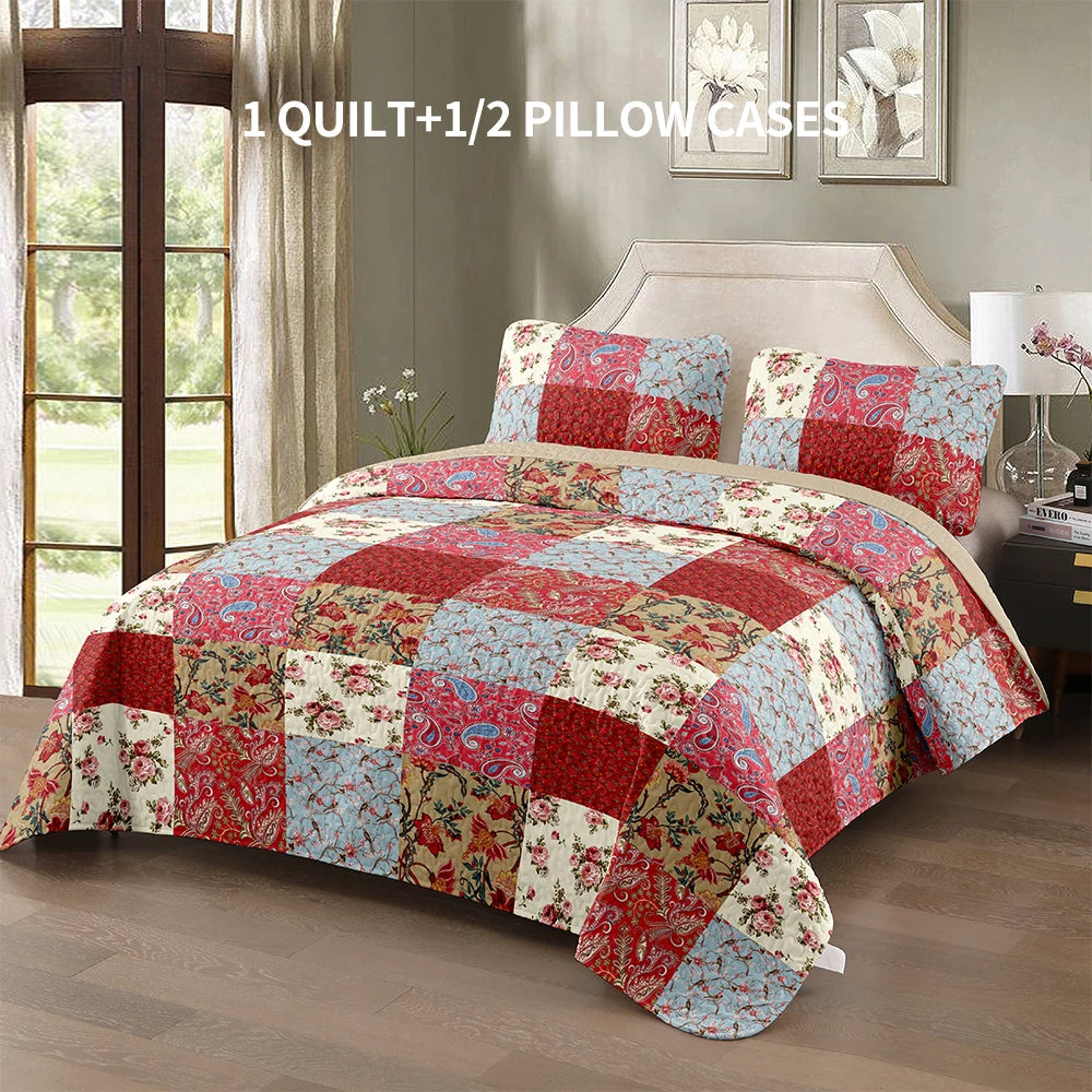 Bed Cover Set Queen Size, universal for 4 seasons (1 bed cover, 1-2 pillowcases), suitable for bedroom, guest room, hotel, etc.