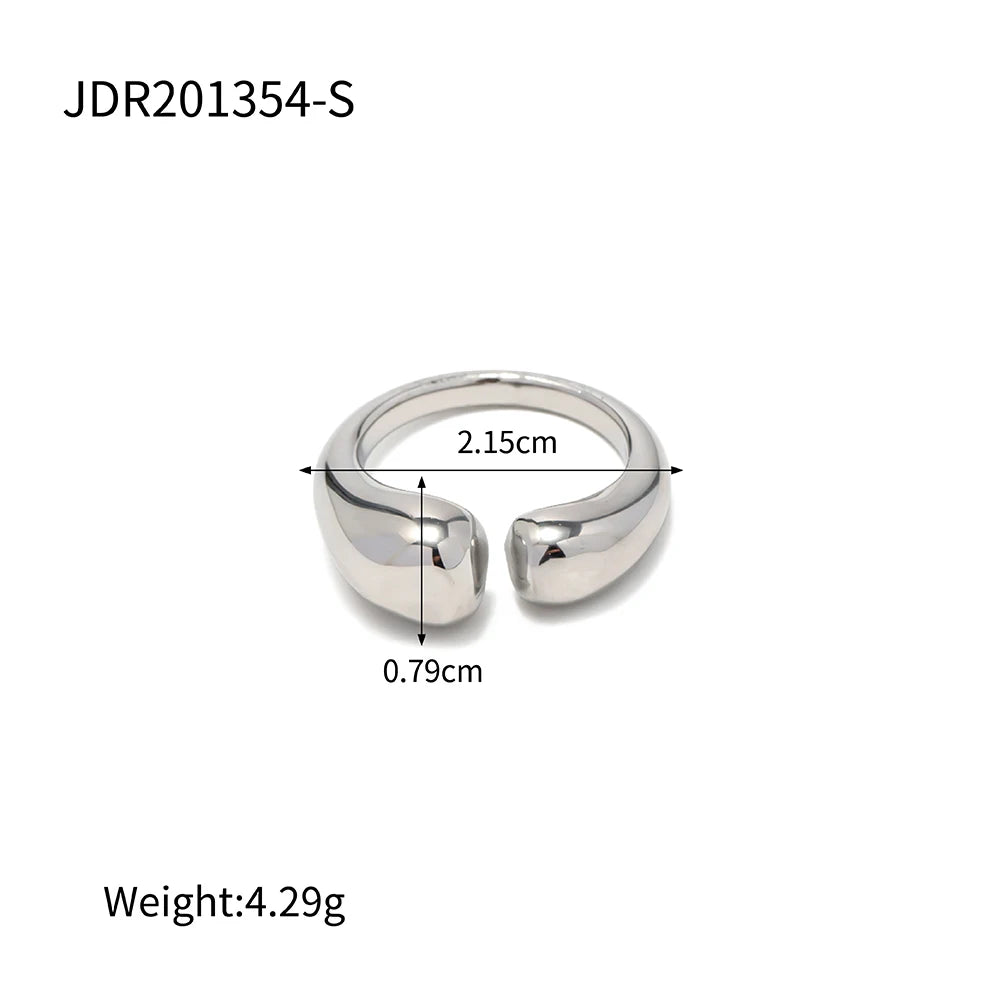 Uworld Fashion Stainless Steel Waterproof Open Ring Personality Charms PVD Real Gold 18K Plated Trendy Jewelry for Women