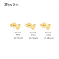 3Pcs Smooth Love Butterfly Back Stud Earrings For Women, 14K Gold Plated Heart Earrings Silver Color lMinimalist Jewelry Gift