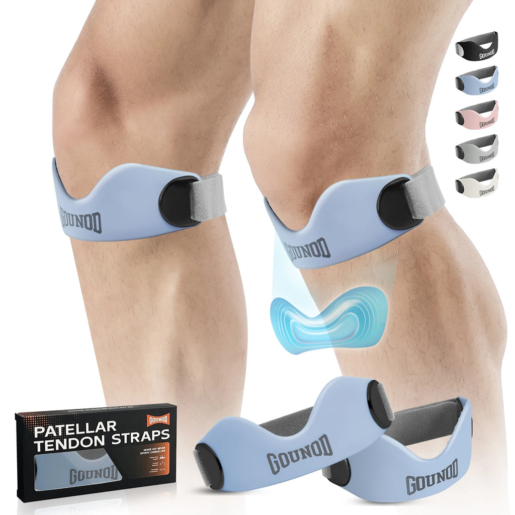 GOUNOD Silicone Patellar Tendon Support Strap for Knee Pain Relief Non-slip Adjustable Knee Straps Running Hiking Patella Band
