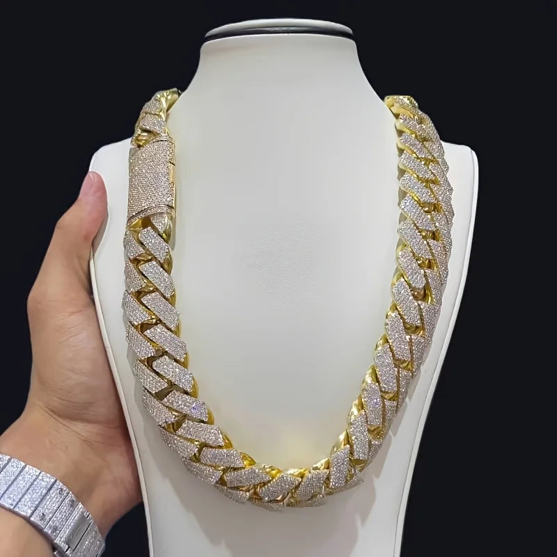 15mm Hip Hop Cubic Zircon CZ Iced Out Bubbles Cuban Link Chain Necklace For Men's Jewelry Birthday Gift