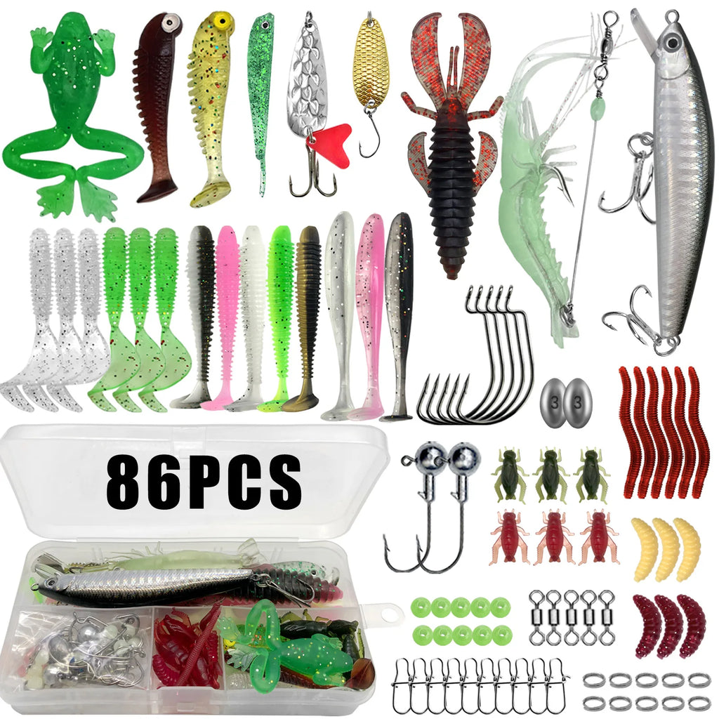 86/88/136/149/366pcs Fishing Lure Kit For Trout/Pike/Bass Multi-Lure Fishing Set Layered Tackle Pro Gear Tackle Box