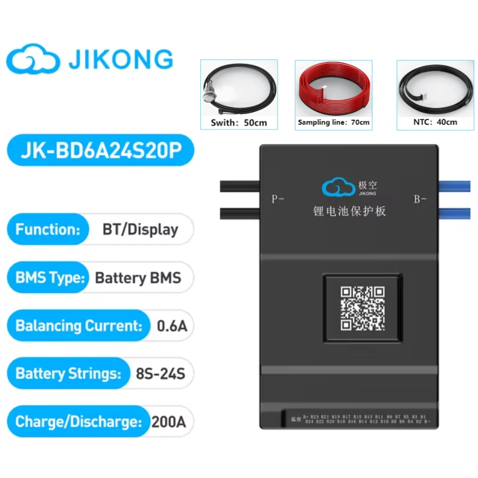 JIKONG Jk Bms BD6A24S12P Active Balance Bms 8S 10S 12S 16S 17S 20S 24S Smart Bms 60A 100A 150A 200A Lifepo4 Li-Ion Lto Battery