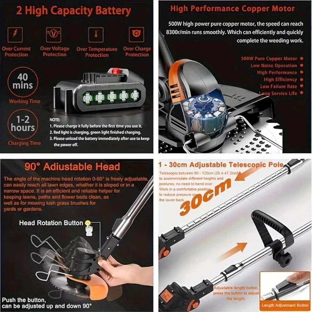 New model for 2025 Cordless Lawn Trimmer TrimmersLawn EdgerMowerBrush CutterWeed Cutter for Garden and Yard Lawn