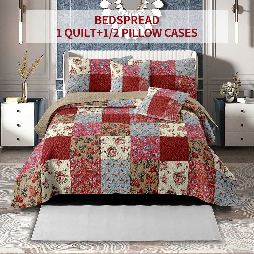 Bed Cover Set Queen Size, universal for 4 seasons (1 bed cover, 1-2 pillowcases), suitable for bedroom, guest room, hotel, etc.