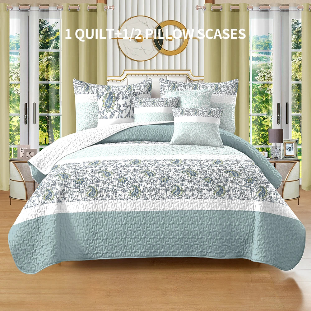 Bed Cover Set Queen Size, universal for 4 seasons (1 bed cover, 1-2 pillowcases), suitable for bedroom, guest room, hotel, etc.