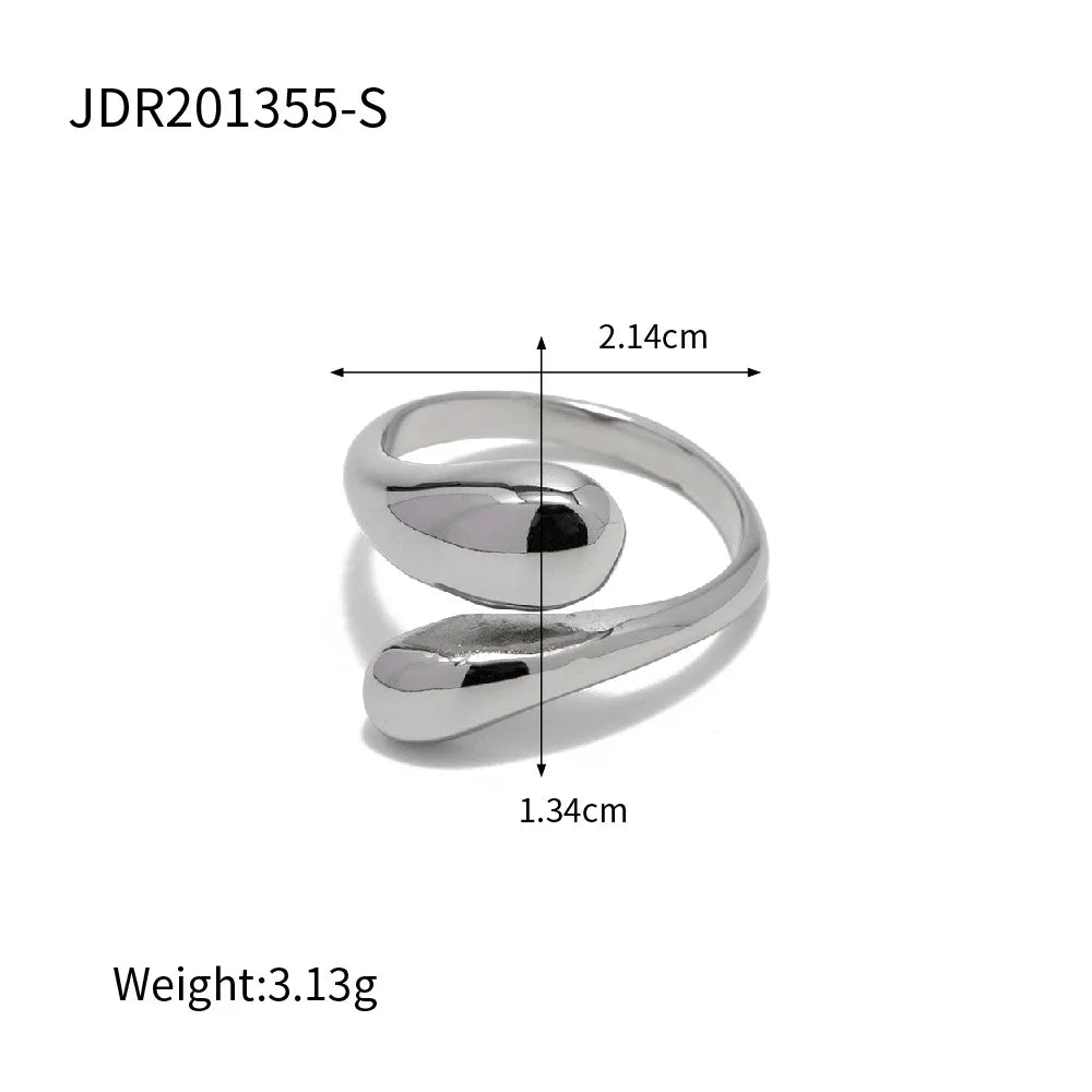 Uworld Fashion Stainless Steel Waterproof Open Ring Personality Charms PVD Real Gold 18K Plated Trendy Jewelry for Women