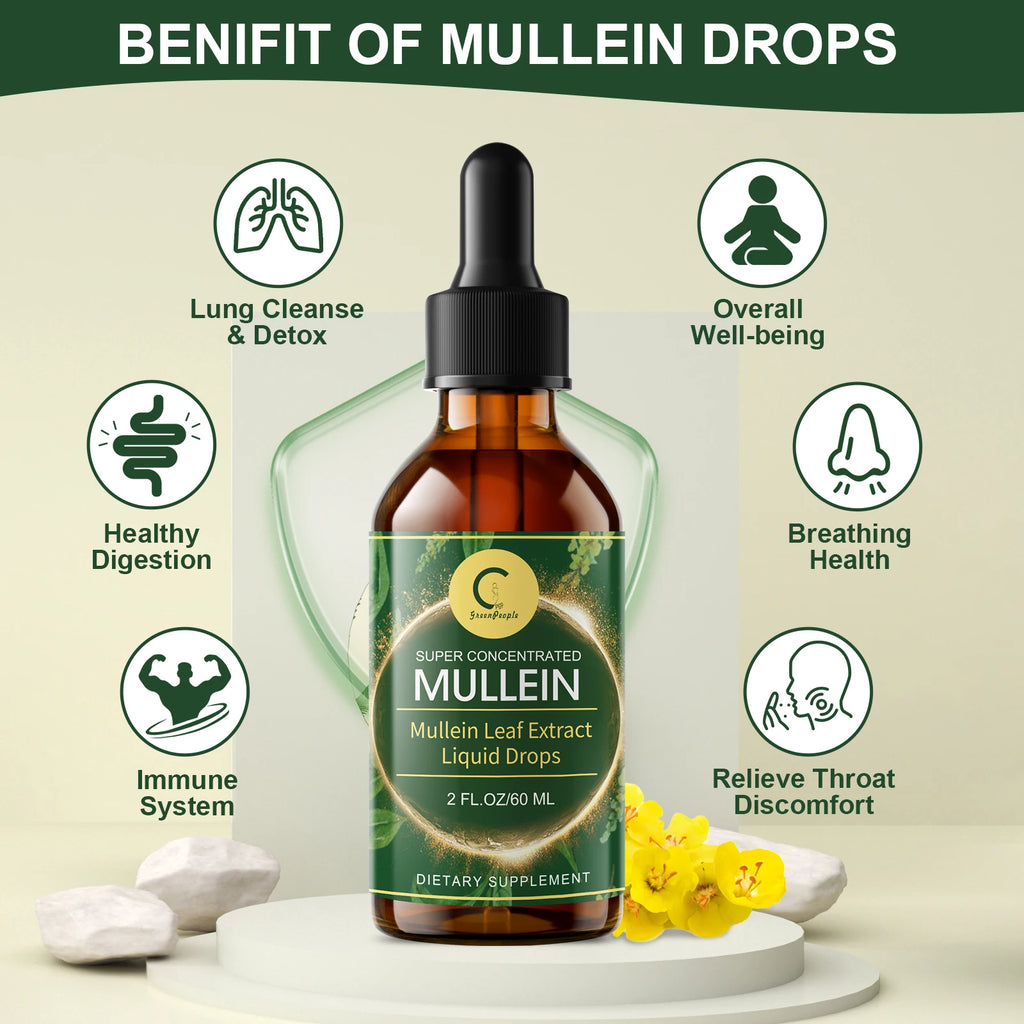 GPGP Greenpeople 60ML Mullein Drops for Lungs Health ,Lung Detox & Cleanse, Support for Respiratory, Immune, Digestive System