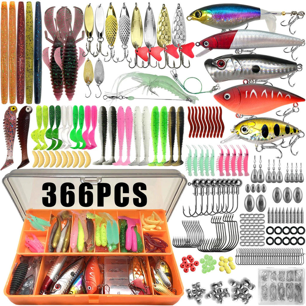 86/88/136/149/366pcs Fishing Lure Kit For Trout/Pike/Bass Multi-Lure Fishing Set Layered Tackle Pro Gear Tackle Box