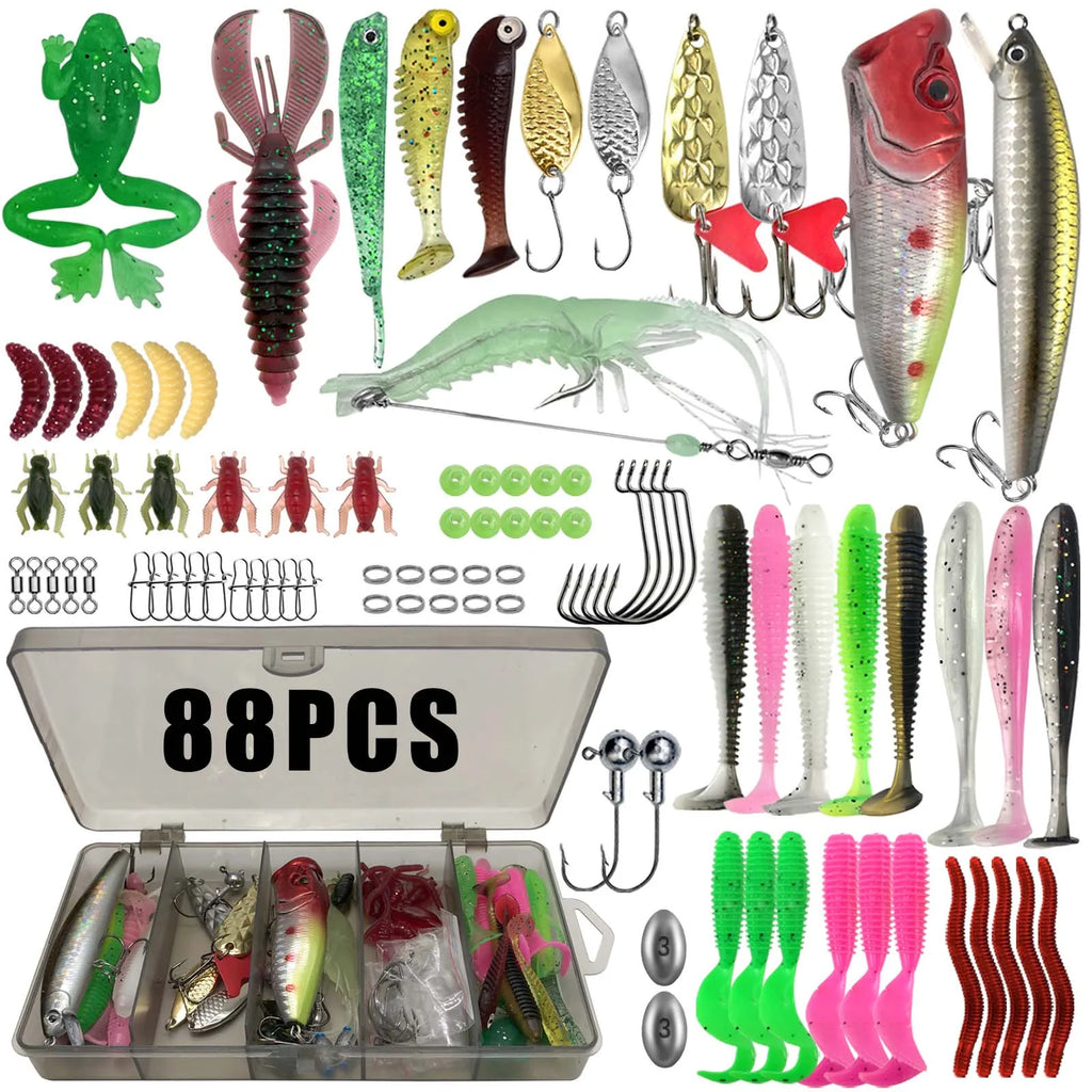 86/88/136/149/366pcs Fishing Lure Kit For Trout/Pike/Bass Multi-Lure Fishing Set Layered Tackle Pro Gear Tackle Box