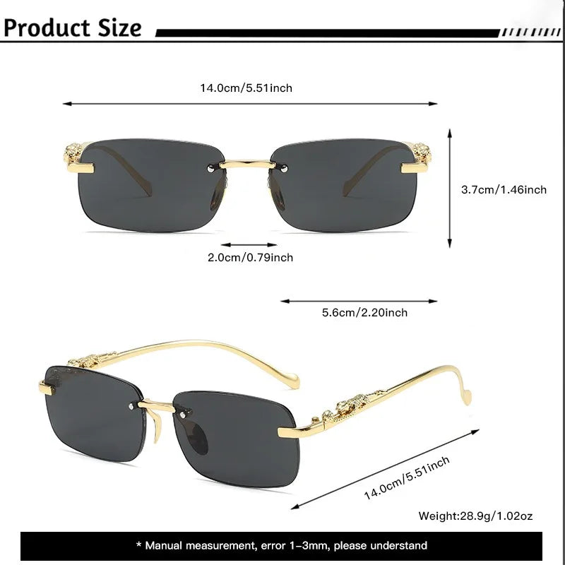 Rimless Sunglasses Oval Fashion Metal Eyeglasses Women Men Shades Square Sun Glasses For Female Male Summer Traveling Oculo