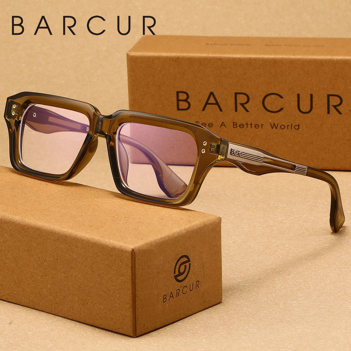 BARCUR Retro Business Style Anti Blue Light Glasses With Square Frames That Are Not Easily Deformed. Comfortable And Fashionable Accessories For Daily Study And Office Wear