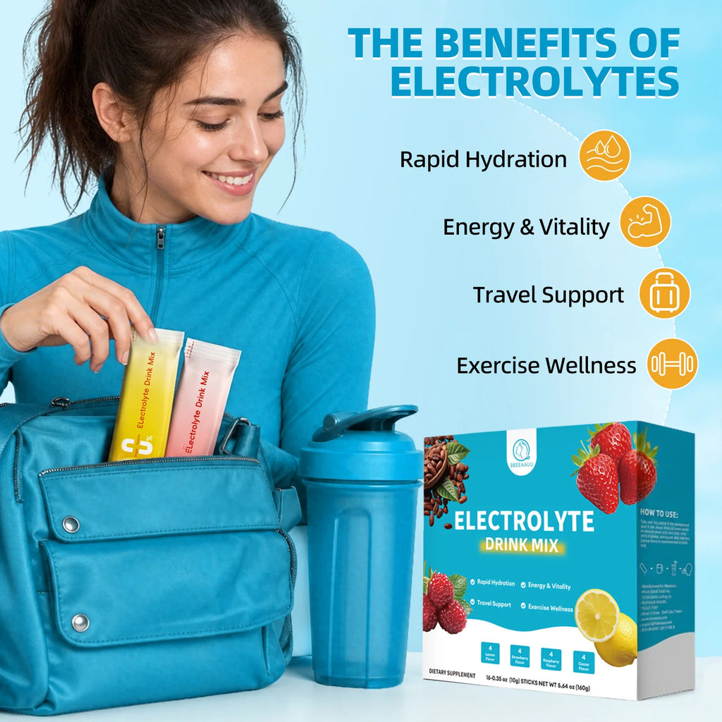 Electrolyte Powder Sugar Free & 0 Calories Mixture Electrolyte Drinks Quickly Hydrate Provide Endurance & Energy Support Non GMO