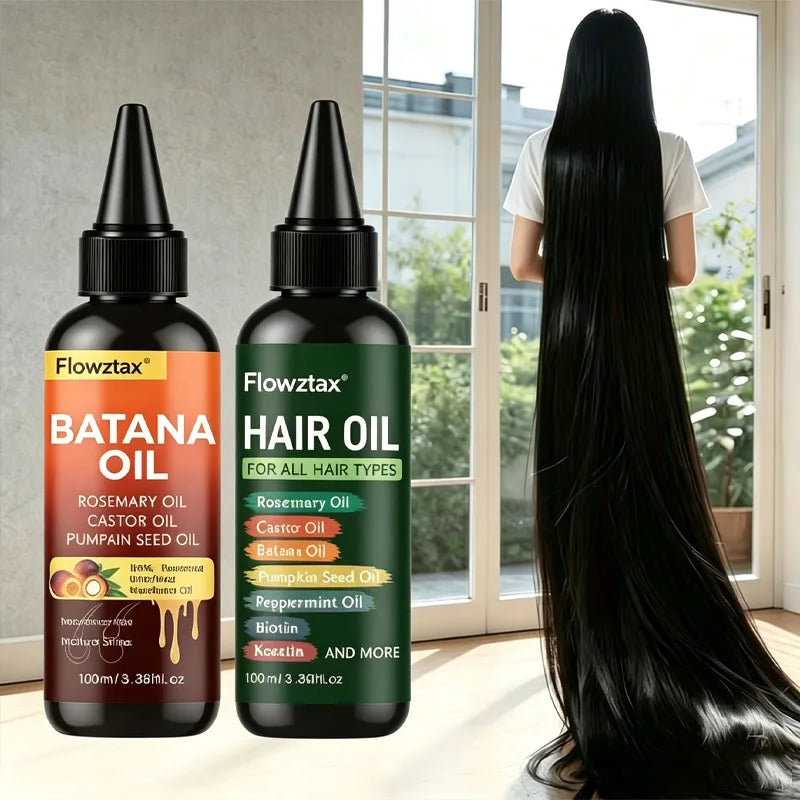 2PCS 7 In 1 Biotin & Rosemary Hair Oil, Enriched With Biotin, Keratin, Batana Oil, Jojoba Oil, And Other Hair, Nourishing Ingredients, Lightweight, 72-hour Moisture, 100ml, Perfect Valentine's Day And Mother's Day Gift For Bo