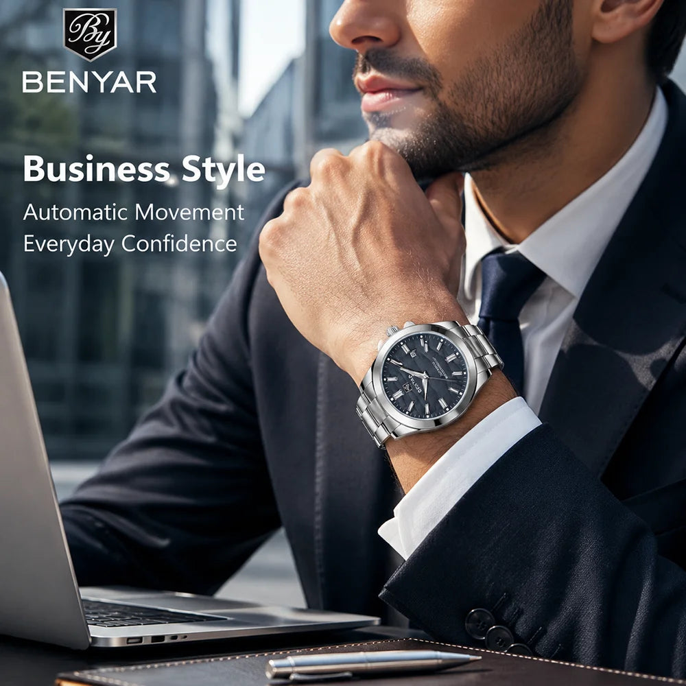 BENYAR Top Sand Series 40mm Hot Selling Mechanical Watch 316L Stainless Steel Simple 5 Bar Waterproof Automatic Men's Watch