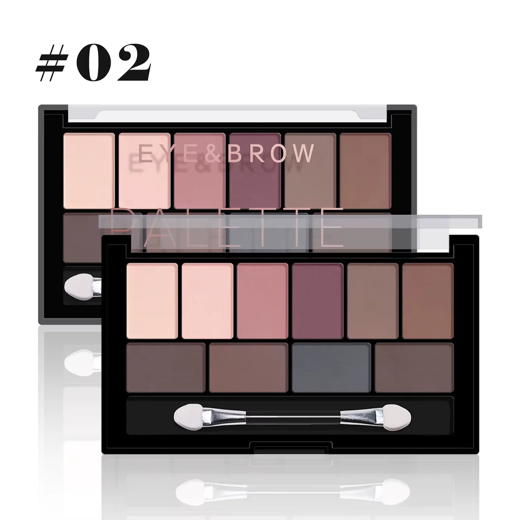 10-Color Eyeshadow Palette Pearlescent Matte Fine Shimmer Earth Tones Long-Lasting & Fall-Out Resistant Highly Pigmented Unisex