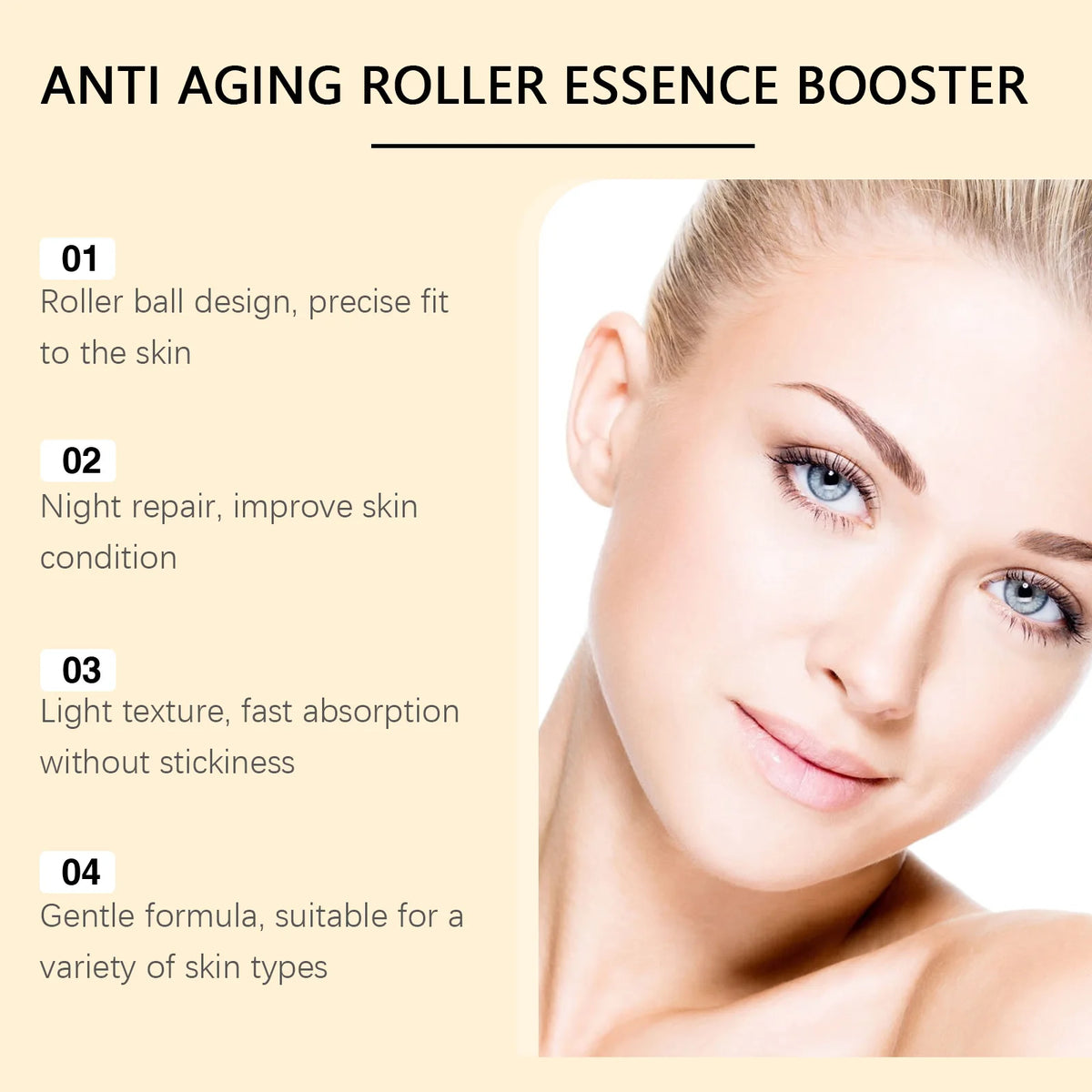 Ouhoe Anti Aging Roller Essence Night Repair Serum Firming Fade Fine Lines Moisturizing Brighten Roll On Facial Skin Care