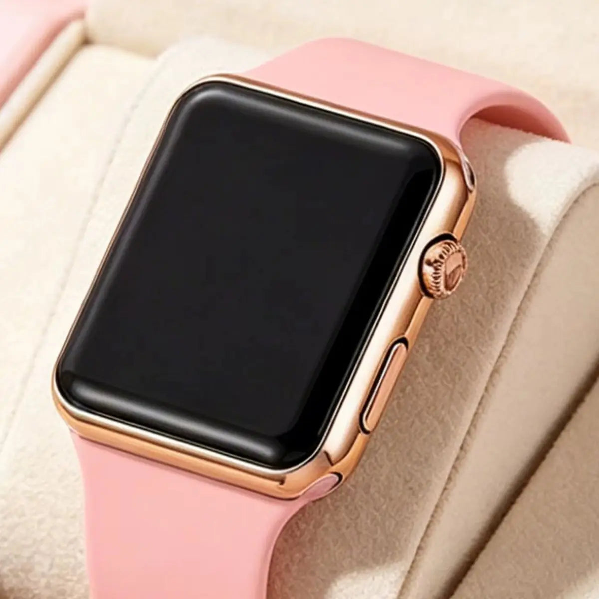 2-Piece Set, Silicone Strap Electronic Watch Set, Black+Pink, Couple's Watch, Square Dial, Digital Display, Casual Everyday Wear.