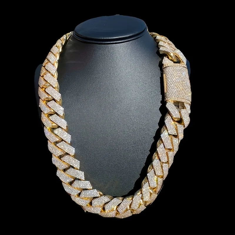 15mm Hip Hop Cubic Zircon CZ Iced Out Bubbles Cuban Link Chain Necklace For Men's Jewelry Birthday Gift
