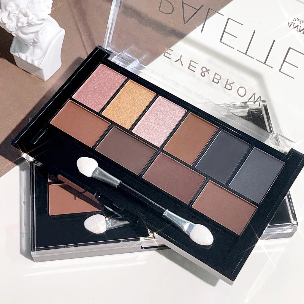 10-Color Eyeshadow Palette Pearlescent Matte Fine Shimmer Earth Tones Long-Lasting & Fall-Out Resistant Highly Pigmented Unisex