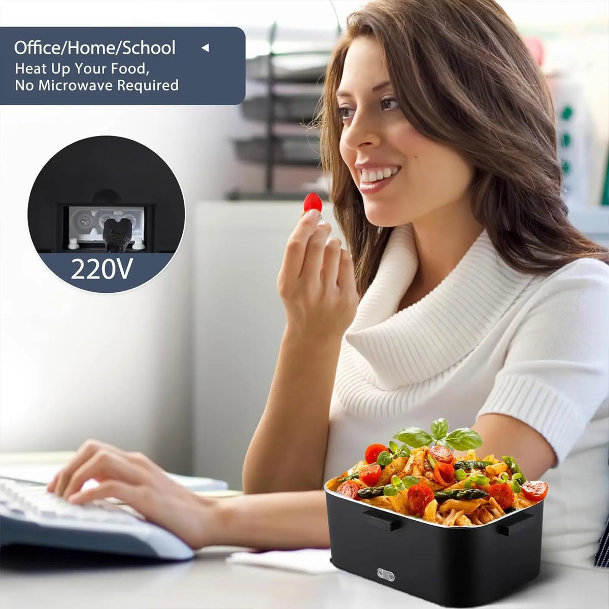 1.8L 220V 12V 24V Dual Use Home Car Electric Heating Lunch Box leaksafe Portable Food warm Container Stainless Steel