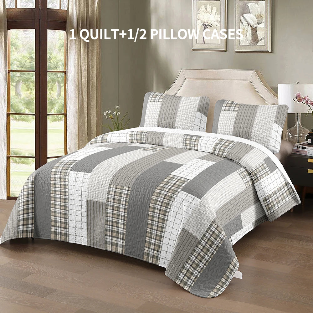 Bed Cover Set Queen Size, universal for 4 seasons (1 bed cover, 1-2 pillowcases), suitable for bedroom, guest room, hotel, etc.
