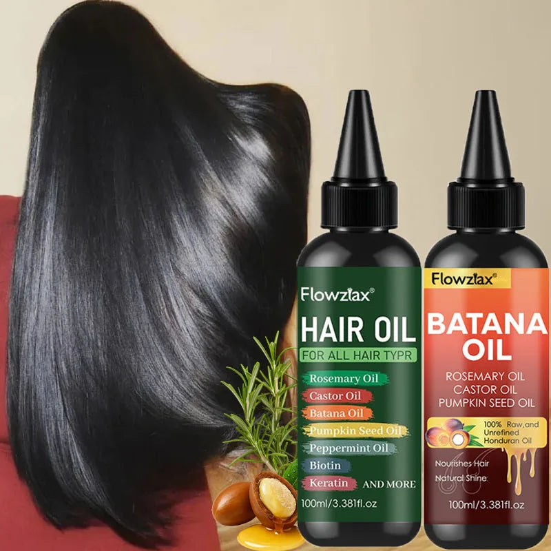 2PCS 7 In 1 Biotin & Rosemary Hair Oil, Enriched With Biotin, Keratin, Batana Oil, Jojoba Oil, And Other Hair, Nourishing Ingredients, Lightweight, 72-hour Moisture, 100ml, Perfect Valentine's Day And Mother's Day Gift For Bo