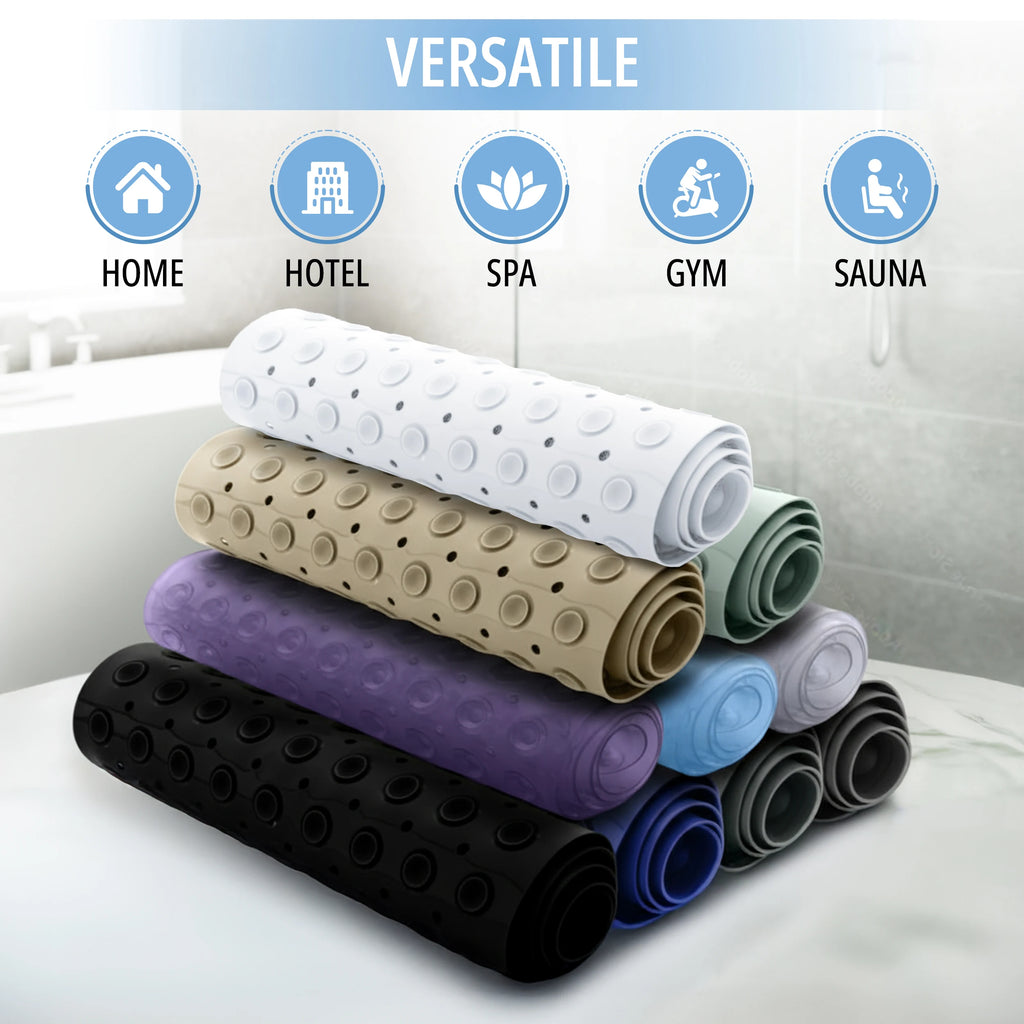 Lux Decor Collection Extra-Large 40x16" Bathtub Mat – Non-Slip Shower Mat with Suction Cups & Drain Hole-  Machine Washable Mat