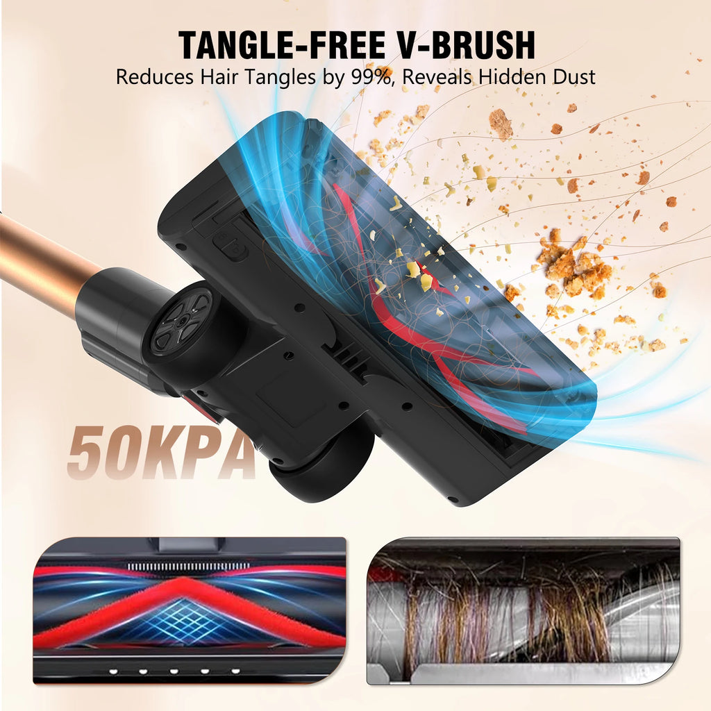 Blossom V18 Cordless Vacuum Cleaner, 550W 45KPA 55Mins Cordless Stick Vacuum Cleaner with Touch Screen, 6 Lbs Very Lightweight