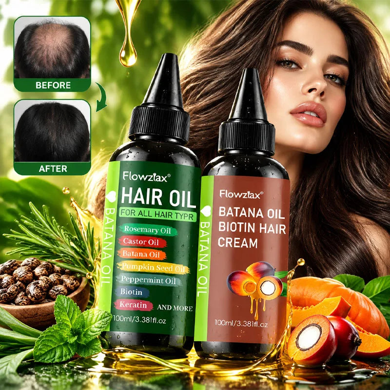 2PCS 7 In 1 Biotin & Rosemary Hair Oil, Enriched With Biotin, Keratin, Batana Oil, Jojoba Oil, And Other Hair, Nourishing Ingredients, Lightweight, 72-hour Moisture, 100ml, Perfect Valentine's Day And Mother's Day Gift For Bo