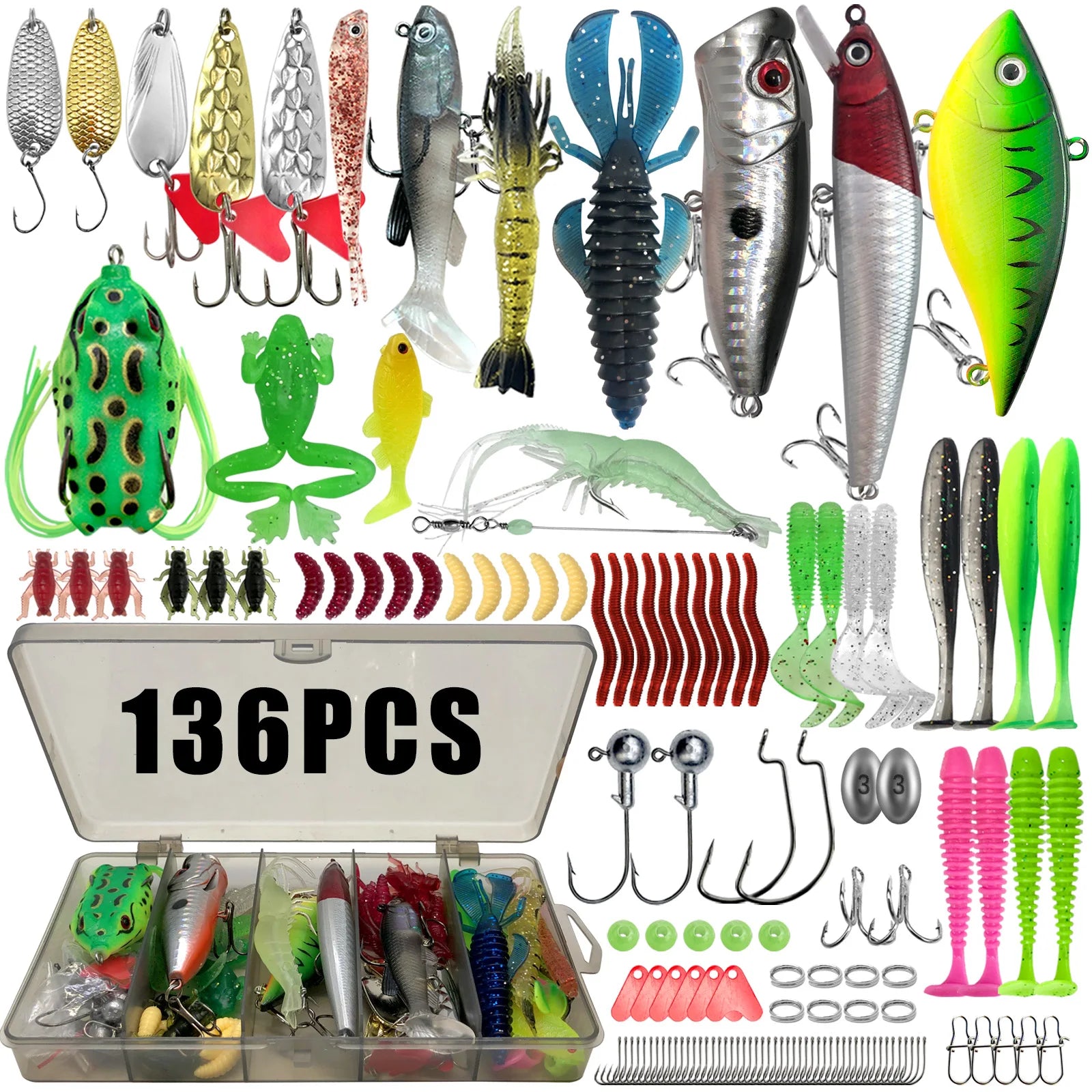 86/88/136/149/366pcs Fishing Lure Kit For Trout/Pike/Bass Multi-Lure Fishing Set Layered Tackle Pro Gear Tackle Box