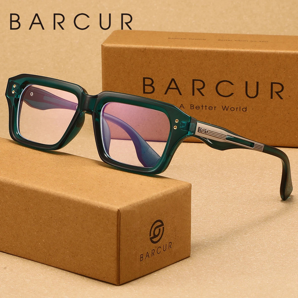 BARCUR Retro Business Style Anti Blue Light Glasses With Square Frames That Are Not Easily Deformed. Comfortable And Fashionable Accessories For Daily Study And Office Wear