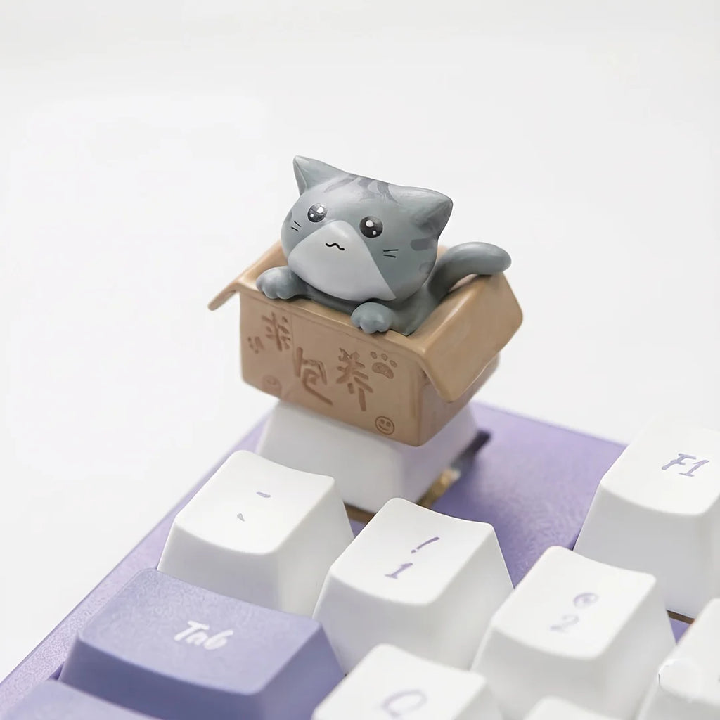 Cute Cat Keycap for Mechanical Keyboard, OEM R4 Profile, Novelty 3D Animal Keycap for MX Switches, Kawaii Desk Accessories, Funn