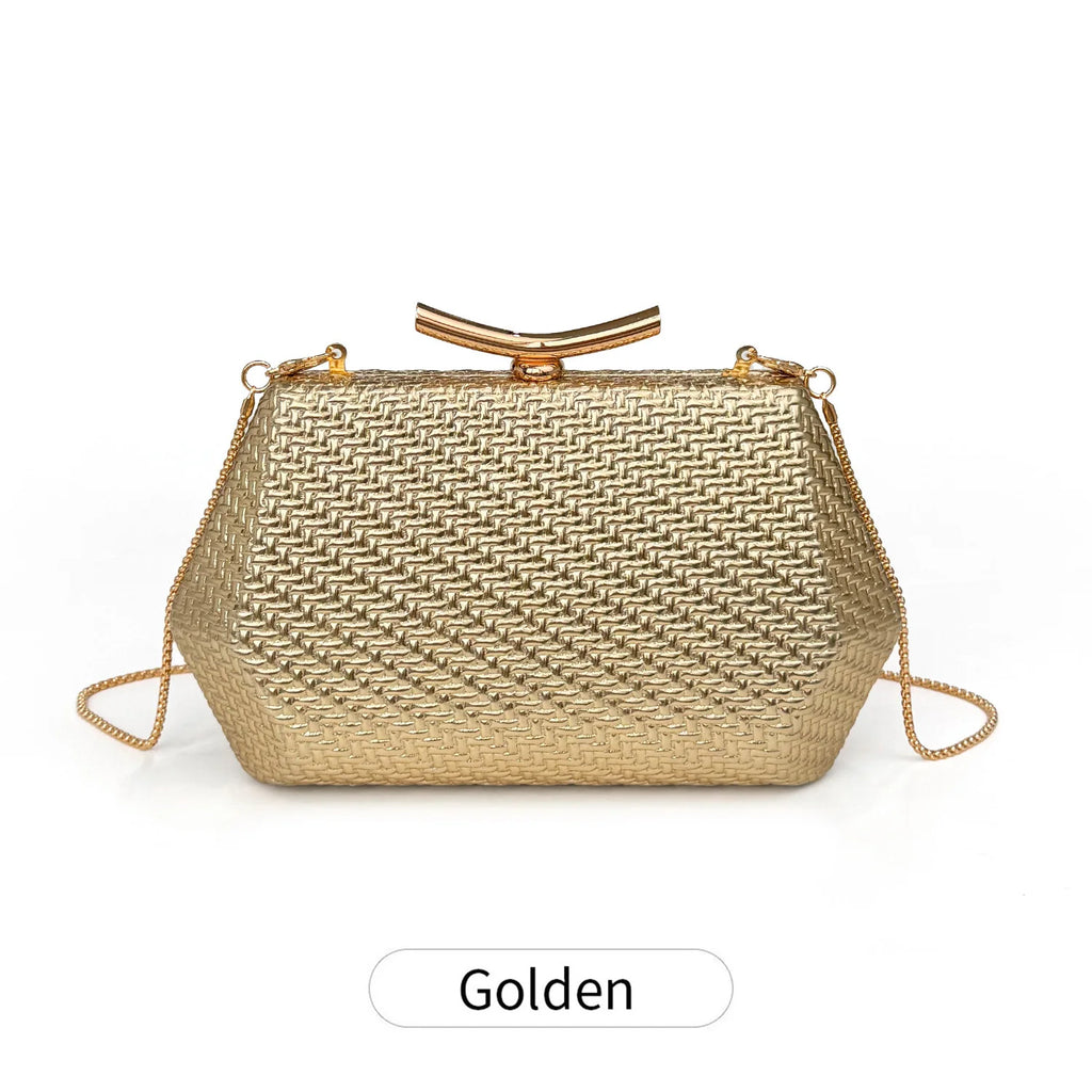 Light Luxury Woven Diamond Pattern Women's Evening Bag Simple Pure Colors Messenger Bag Suitable for Wedding and Party Occasions