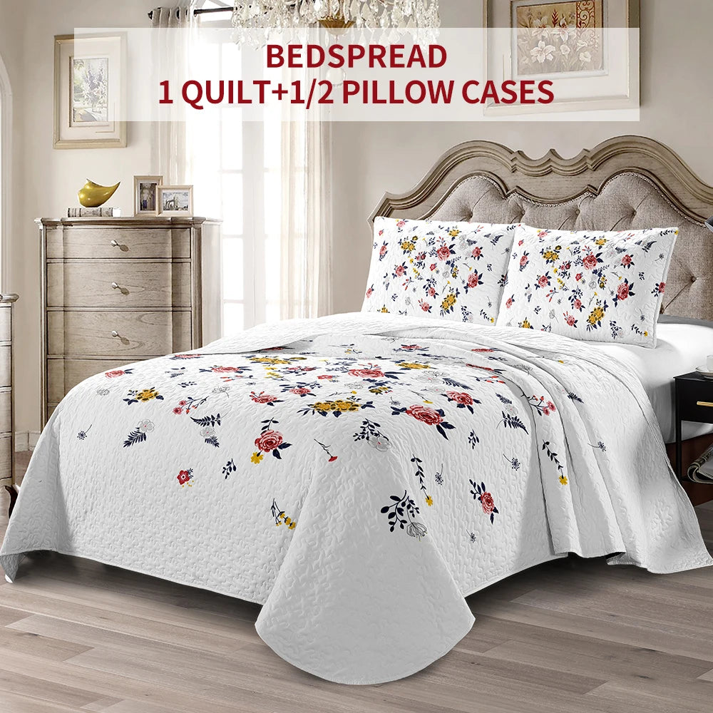 Bed Cover Set Queen Size, universal for 4 seasons (1 bed cover, 1-2 pillowcases), suitable for bedroom, guest room, hotel, etc.