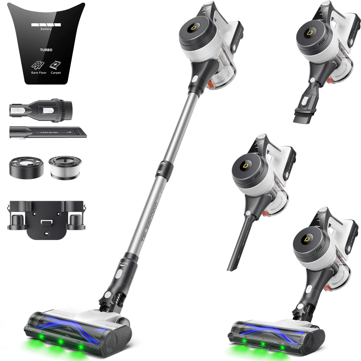 Refurbished YONNDER by erabros M1 Cordless Vacuum Cleaner, 550W 50KPA Powerful Stick Vacuum, 70Mins Runtime Anti-Tangle Vacuum with LED Display, Self-Standing for Hardwood Floor Pet Hair Carpet Home Cleaning (Refurbished))