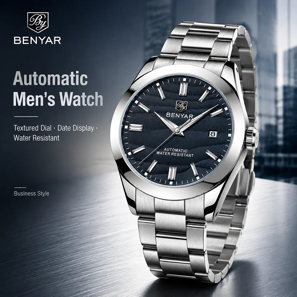 BENYAR Top Sand Series 40mm Hot Selling Mechanical Watch 316L Stainless Steel Simple 5 Bar Waterproof Automatic Men's Watch