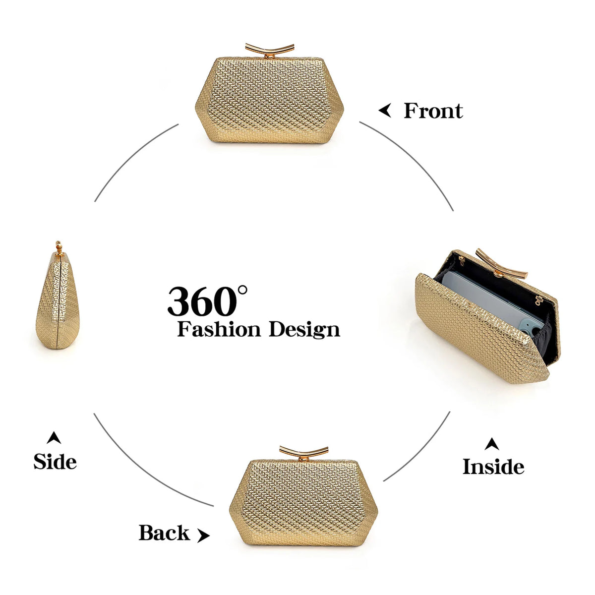 Light Luxury Woven Diamond Pattern Women's Evening Bag Simple Pure Colors Messenger Bag Suitable for Wedding and Party Occasions