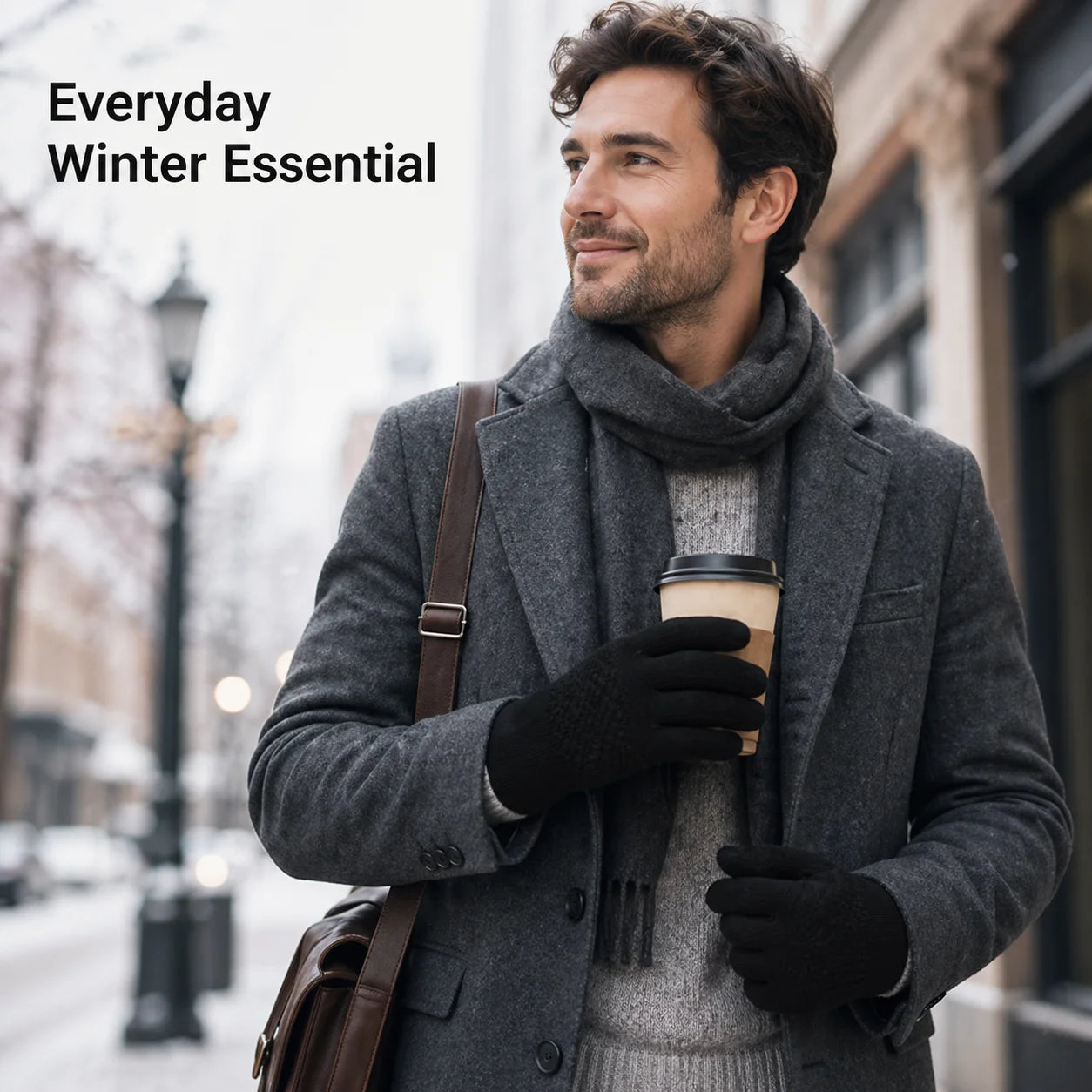 Knit Touchscreen Gloves for Women Men, Soft Warm Winter Gloves with Stretch Fit, Texting Fingertips for Daily Wear, Gray Black