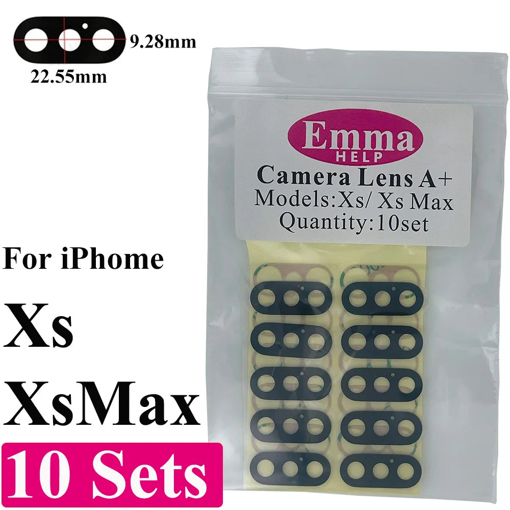 EmmaHelp 10set Back Camera Glass for iPhone 15 14 13 12 16 17 Pro Max Rear Camera Lens Cover Replacement Sticker A+