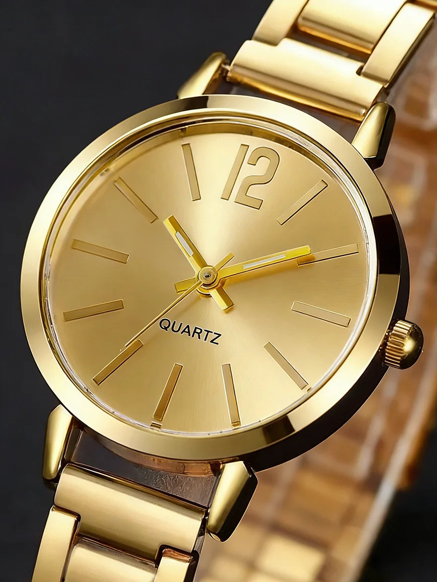 Ladies Casual Fashion Quartz Watch And Hollow out Jewelry Set Suitable for Daily Wear Holiday Outfits Birthday Gifts