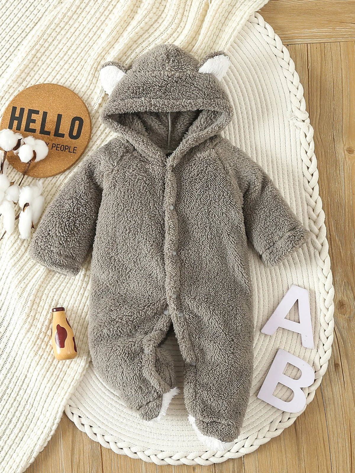 Newborn Baby Rompers Spring Autumn Warm Fleece Baby Boys Costume Baby Girls Clothing Animal Baby Pajamas Hooded Jumpsuits 0-1Y