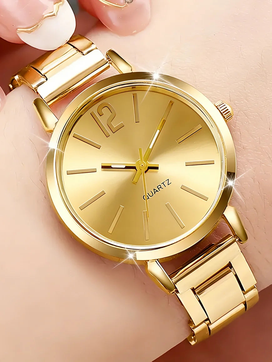 Ladies Casual Fashion Quartz Watch And Hollow out Jewelry Set Suitable for Daily Wear Holiday Outfits Birthday Gifts