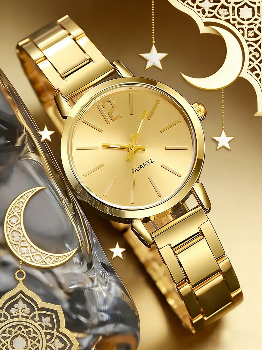 Ladies Casual Fashion Quartz Watch And Hollow out Jewelry Set Suitable for Daily Wear Holiday Outfits Birthday Gifts