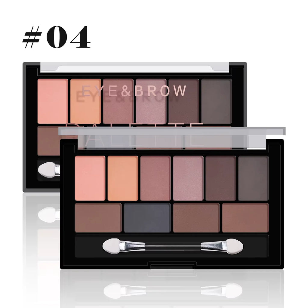 10-Color Eyeshadow Palette Pearlescent Matte Fine Shimmer Earth Tones Long-Lasting & Fall-Out Resistant Highly Pigmented Unisex