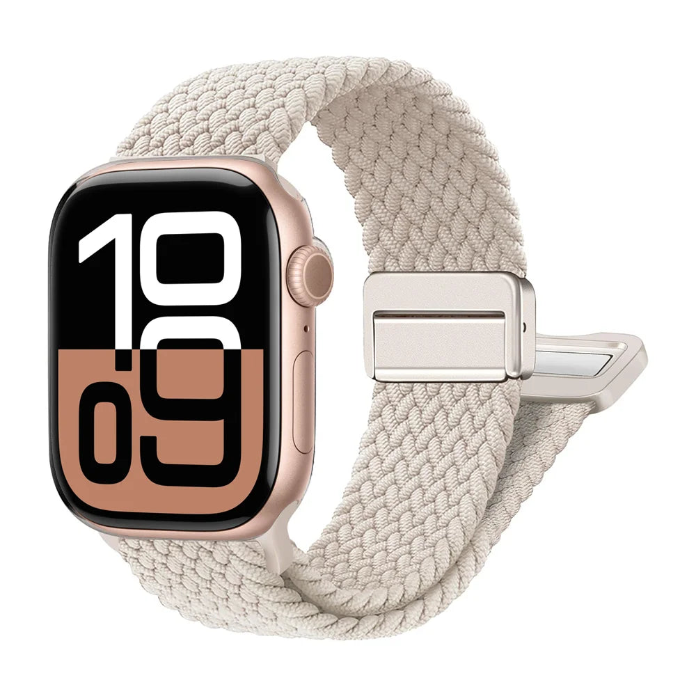 Nylon Strap For Apple Watch Band Ultra 44mm 40mm 45mm 49mm 41mm 44 mm magnetic buckle Braided Bracelet iWatch series 10 9 se 7 8