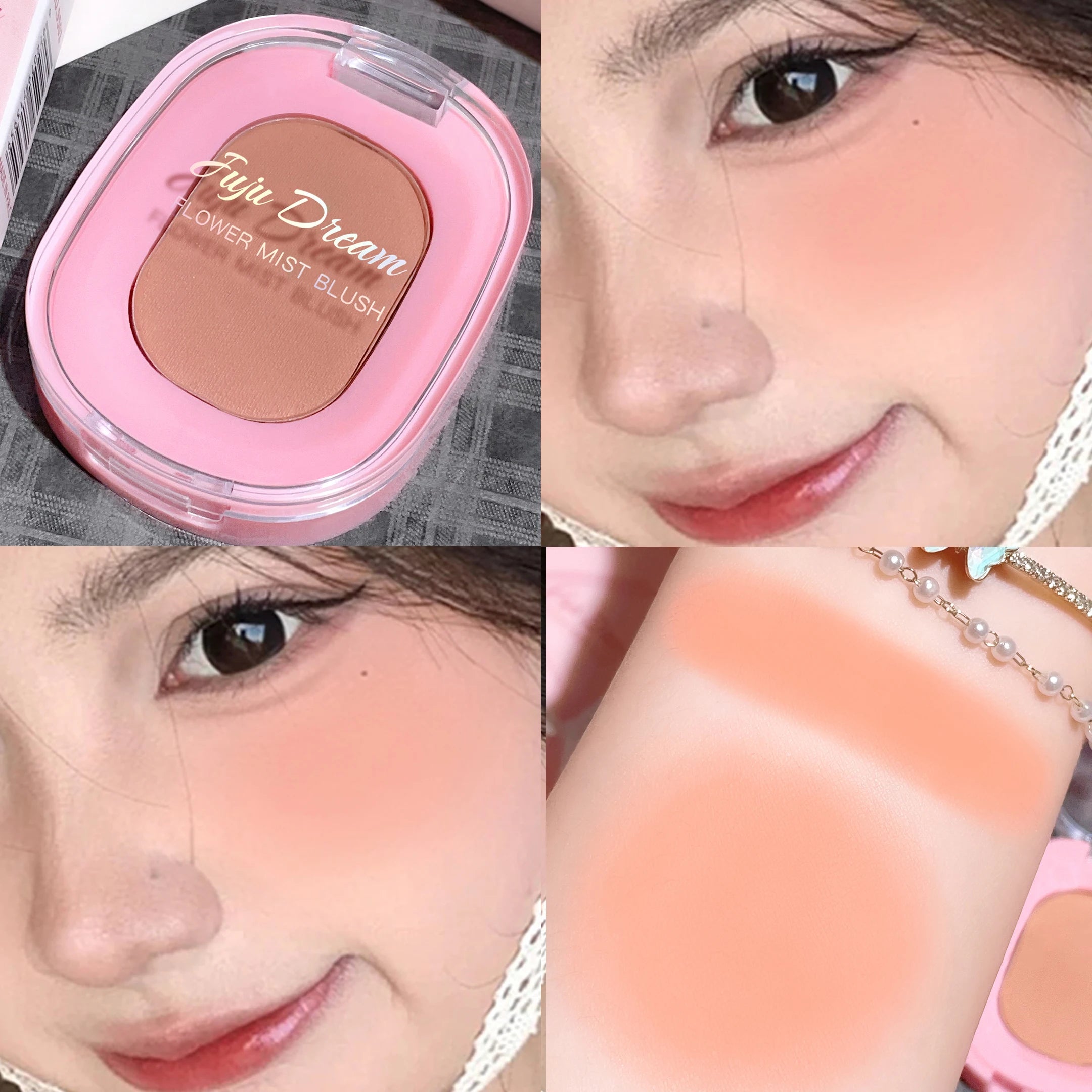 Monochrome Flower Mist Blush Powder Fine Matte Brightens Rouge Natural Nude Powder Pink Trimming Blush Waterproof Easy To Apply