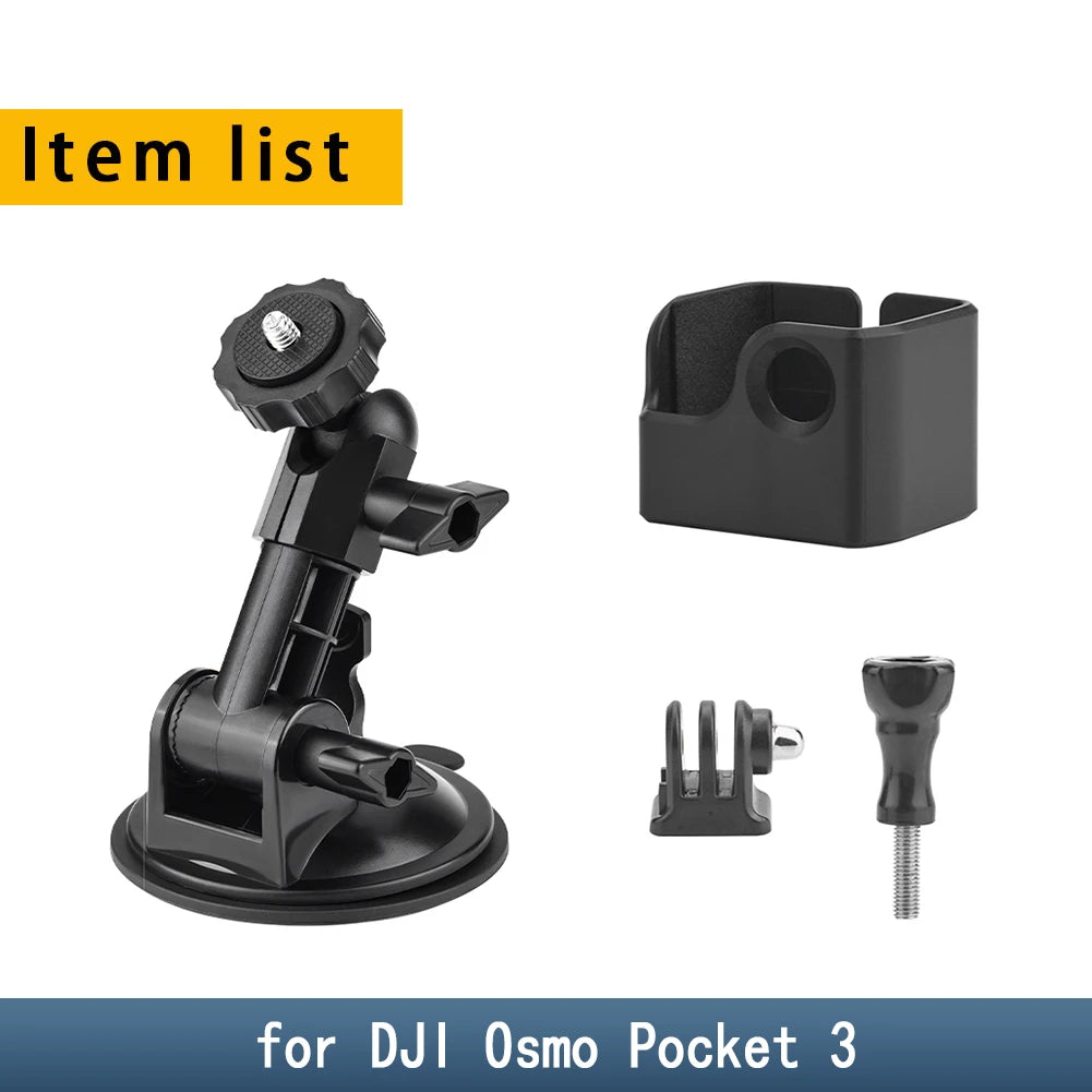 For DJI Osmo Pocket 3 Car Mount Adapter - Suction Cup Expansion Bracket Holder for GoPro Hero Insta360 Action Camera Accessories