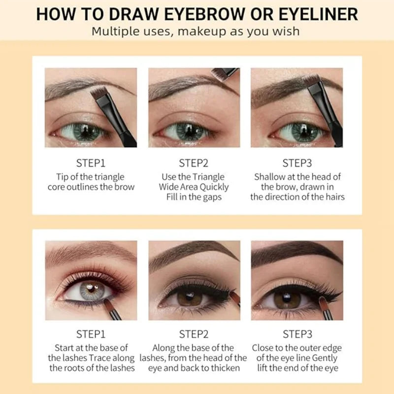 6-Pcs Eye Makeup Set:3D Eyebrow Styling Wild+Liquid Eyeliner+Slim Volume Mascara+9-Color Eyeshadow Palette Easy to Apply Unisex